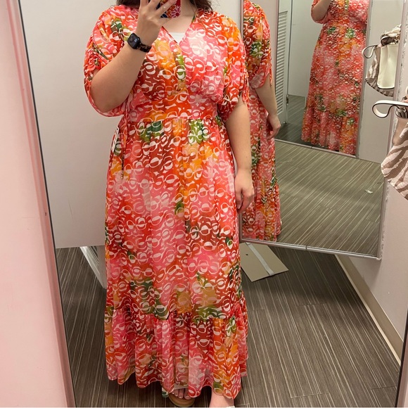 orange and green maxi dress Trina Turk Women's Navigli Sleeveless Maxi Dress in Como size Small